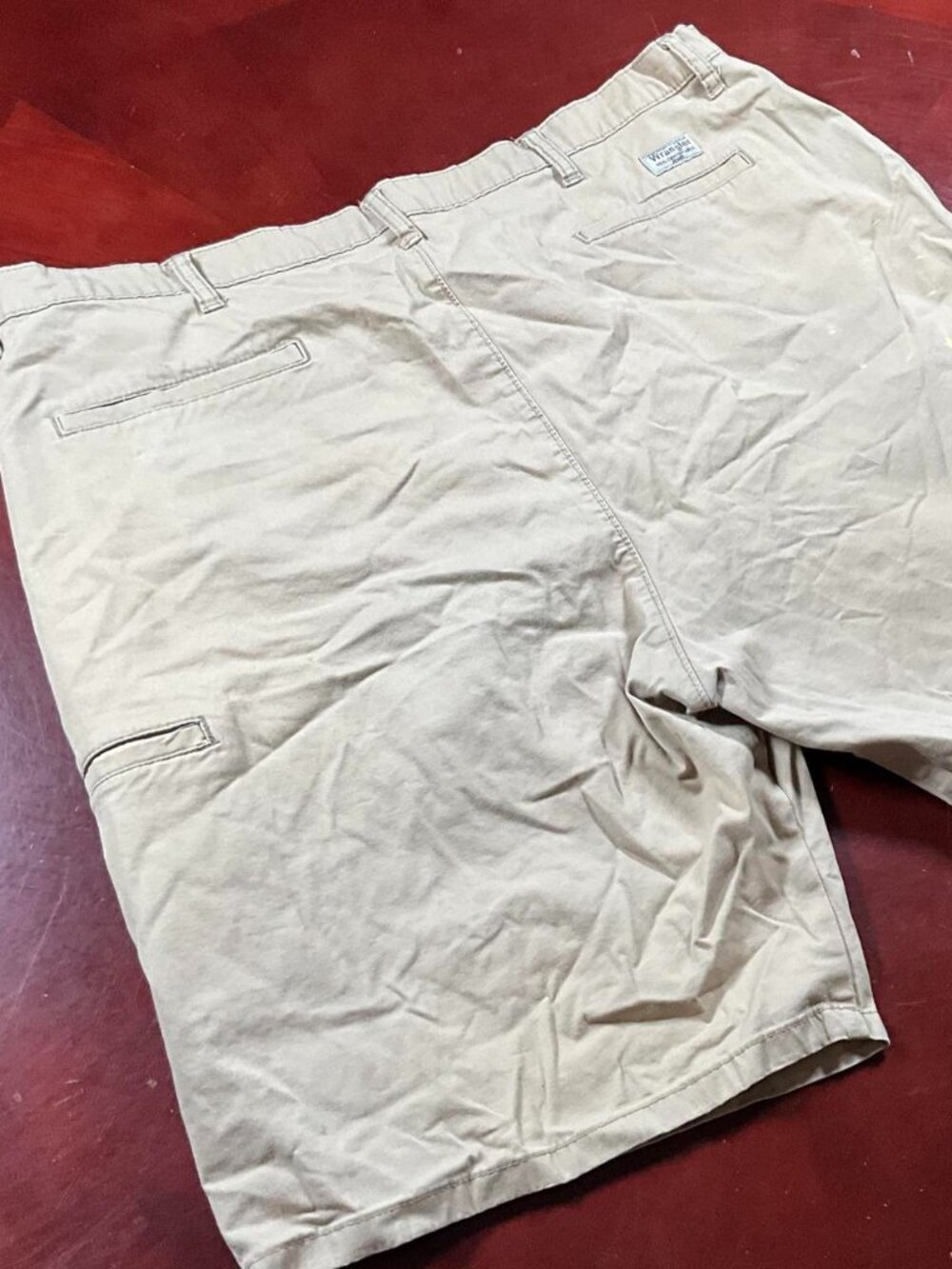 Mens Wrangler Authentic Khaki Distressed Workwear Cotton Shorts (Size 42)